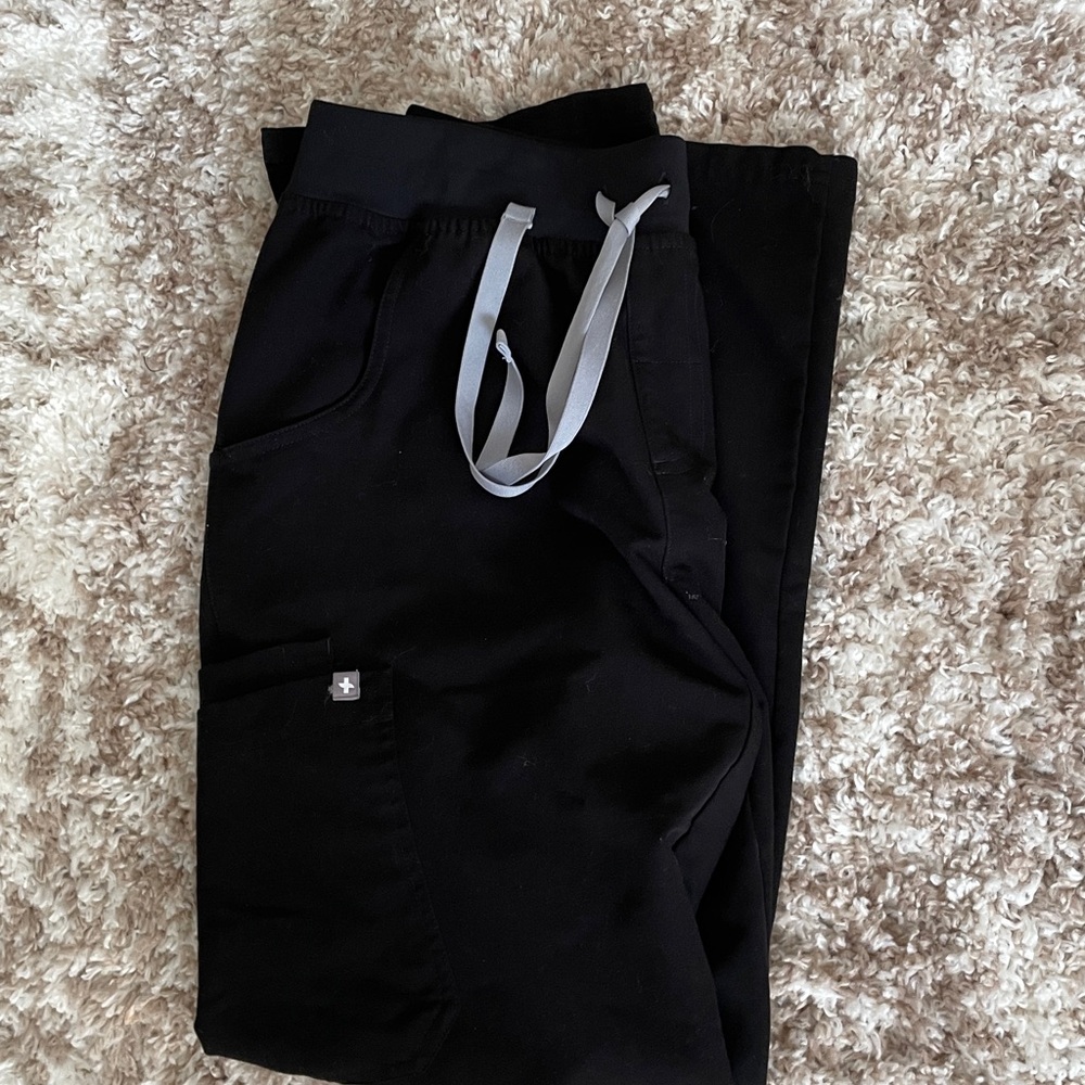 Figs Black Kade cargo Pants with Subtle Gray Detail